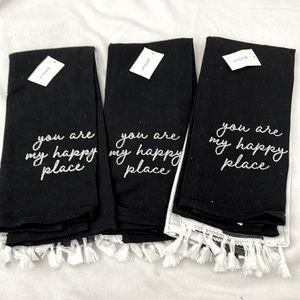 2ct Dish Towel Happy Place Black/White - Bullseye's Playground (3 set)